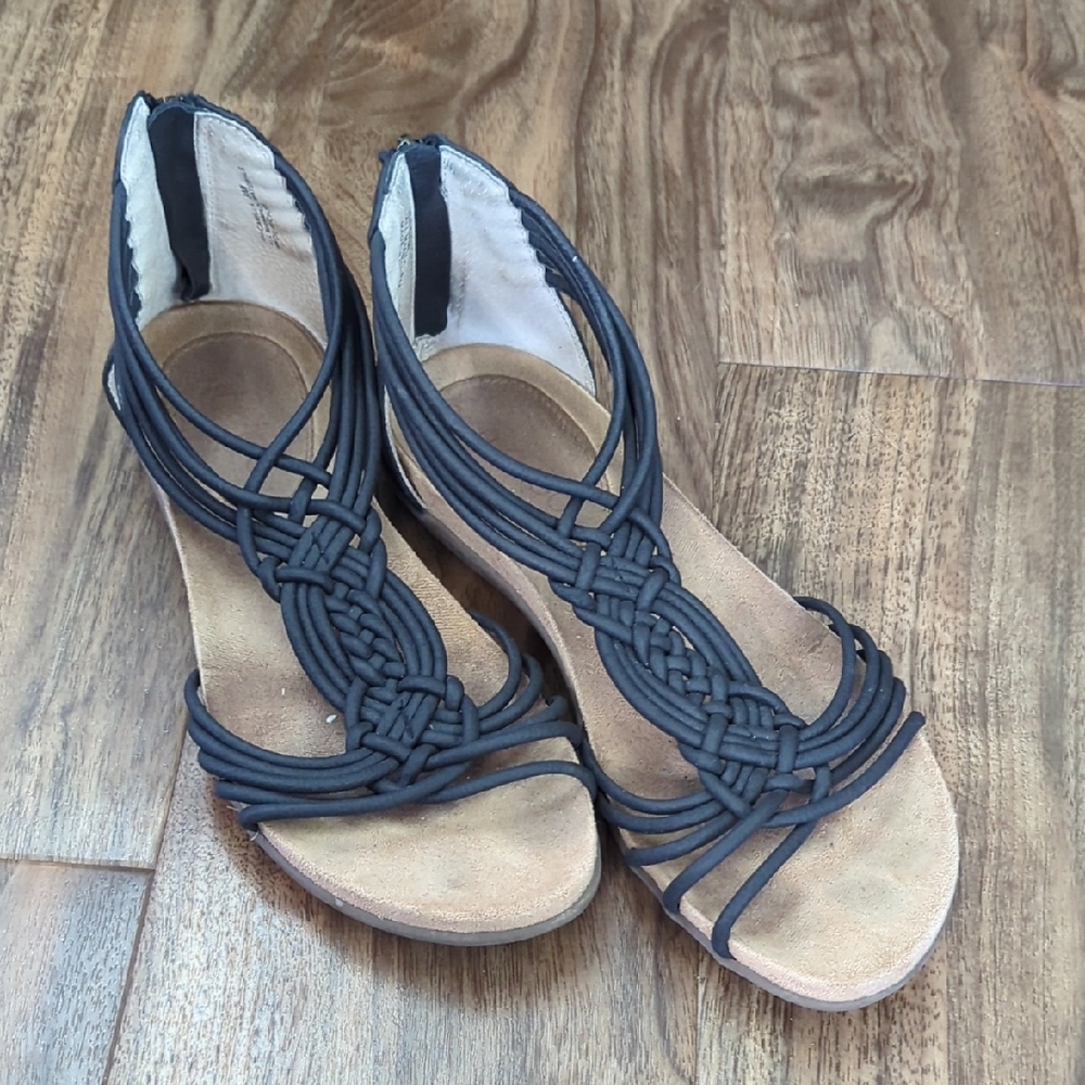 Me Too Black Strappy Camilla Sandals